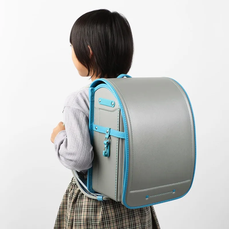 池田屋ランドセル　No.06防水牛革シルバー カラーコンビ・シルバー×アクアブルー