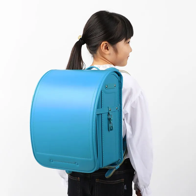池田屋ランドセル　No.01防水牛革プレミアム シンプルステッチ・アクアブルー