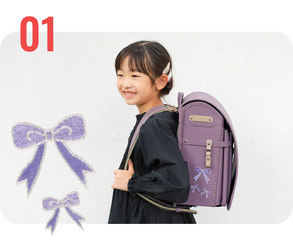 池田屋ランドセル　NO.56防水クラリーノ・カラーステッチ・クロ×ブルー