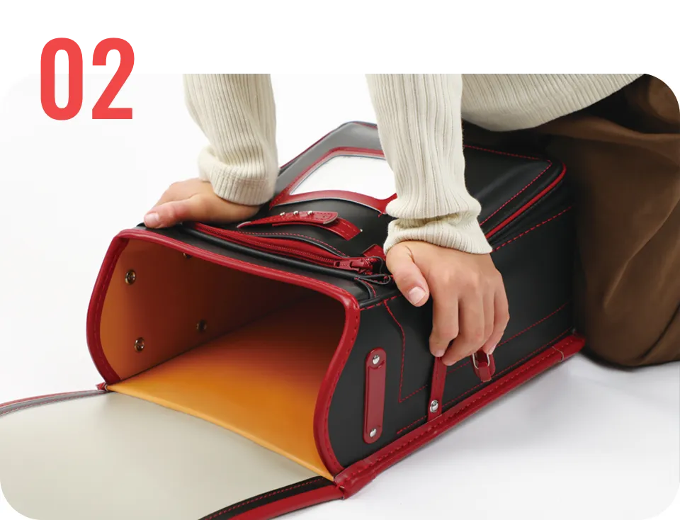 池田屋ランドセル　NO.56防水クラリーノ・カラーステッチ・クロ×ブルー