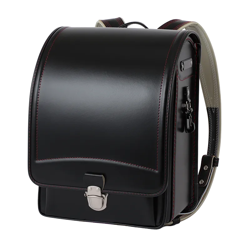 No.25 防水牛革 ネオ カラーステッチ クロ&times;アカ