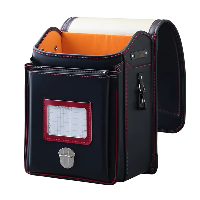 No.36 防水クラリーノ ネオ カラーステッチ クロ&times;アカ