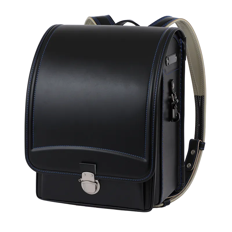 No.40 防水ベルバイオスムース ネオ カラーステッチ クロ&times;ブルー