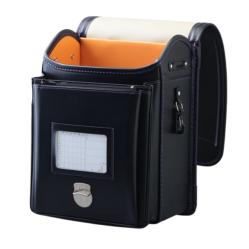 No.40 防水ベルバイオスムース ネオ カラーステッチ クロ&times;パープル