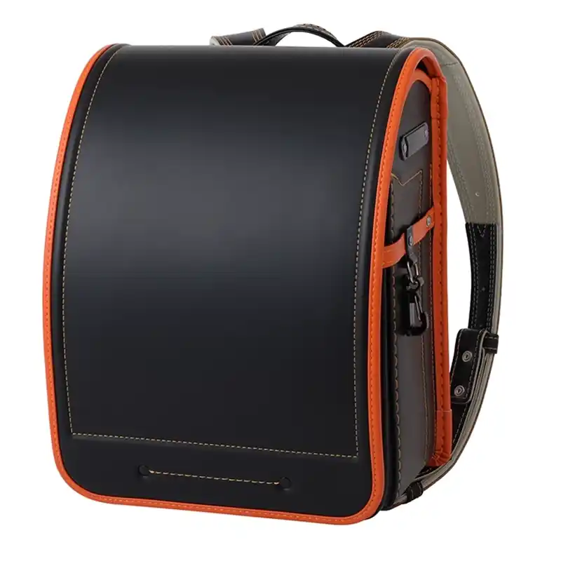 No.59 防水クラリーノ ベーシック カラーコンビ クロ&times;オレンジ