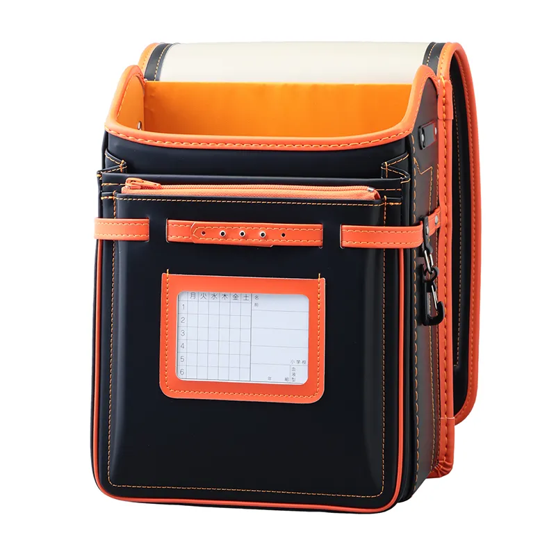 No.59 防水クラリーノ ベーシック カラーコンビ クロ&times;オレンジ