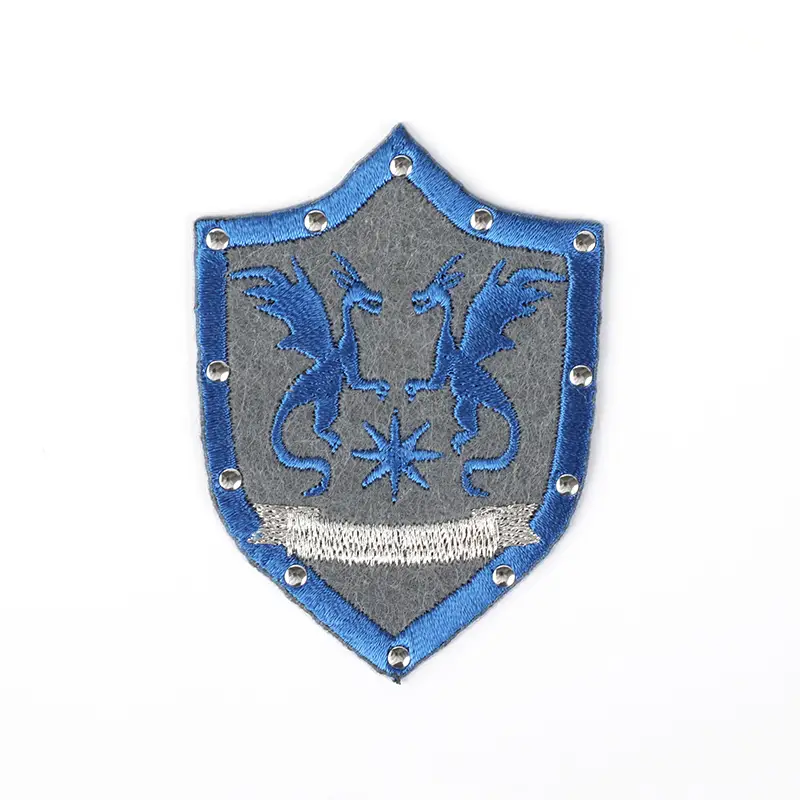 池田屋ランドセル用 剣盾 刺繍シール シールドブルー